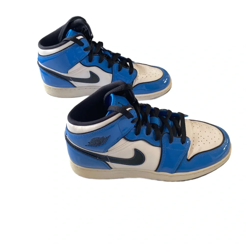 Nike Air Jordan 1 Mid Rise Signal Blue/White Size 7 Y